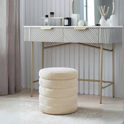 Stella Ribbed Storage Stool - Casual Boucle Oyster Natural