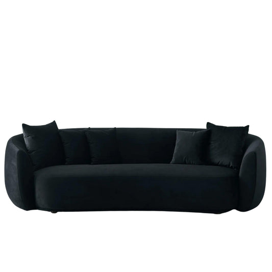 Everbe Onyx Black Velvet 3 Seater Sofa