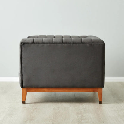 Asfor Lounge Arm Chair for Living Room | Bedroom Charcoal Soft Velvet Fabric Mid Century Modern Design