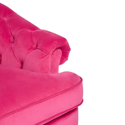 Jesper Chesterfield Buttoned Accent Armchair with Castor Legs - Soft Pink Velvet