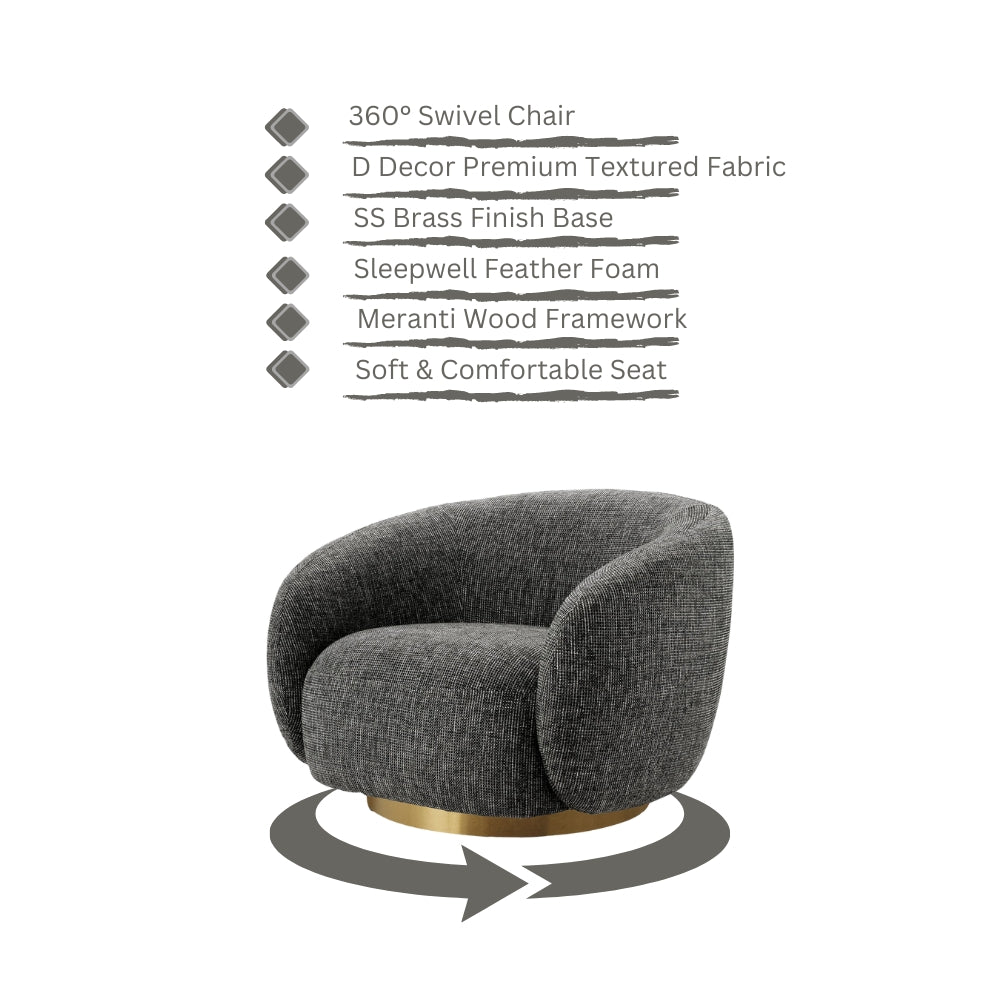 Brok 360° Swivel Living Room Chair - Avalon Grey