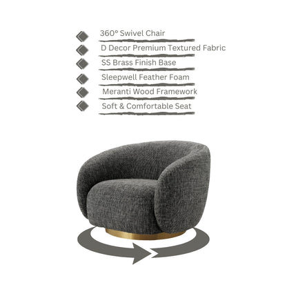 Brok 360° Swivel Living Room Chair - Avalon Grey