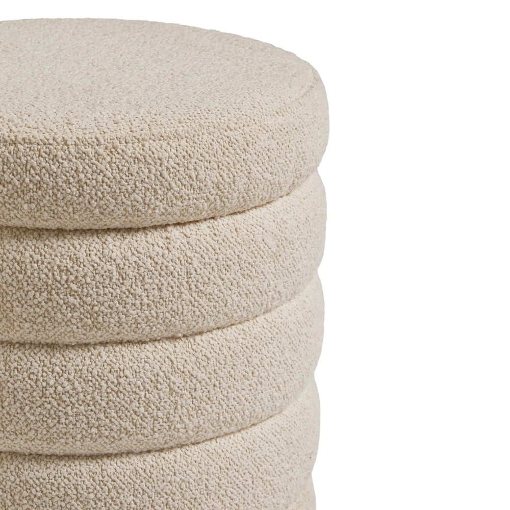 Stella Ribbed Storage Stool - Casual Boucle Oyster Natural