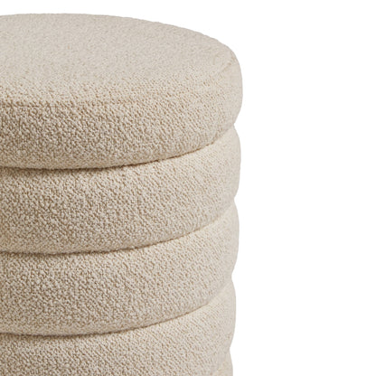 Stella Ribbed Storage Stool - Casual Boucle Oyster Natural