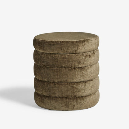 Stella Ribbed Storage Stool -Plush Chenille Moss Green