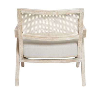 Abel Rattan Accent Arm Chair for Living Room | Bedroom White Oak Lime Finish Modern Chair