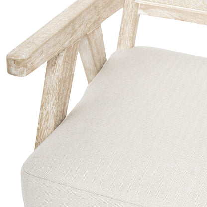 Abel Rattan Accent Arm Chair for Living Room | Bedroom White Oak Lime Finish Modern Chair