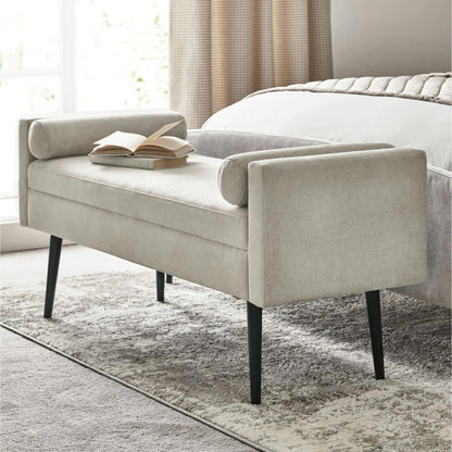 Rosiee Upholstered Ottoman Bench - Chenille Light Grey