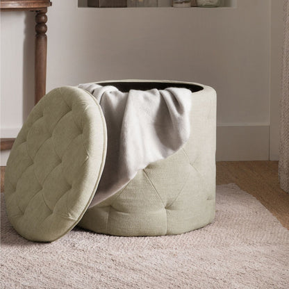 Harfoot Upholstered Storage Footstool - Light Natural