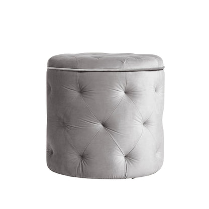 Harfoot Upholstered Storage Footstool - Velvet Steel Grey