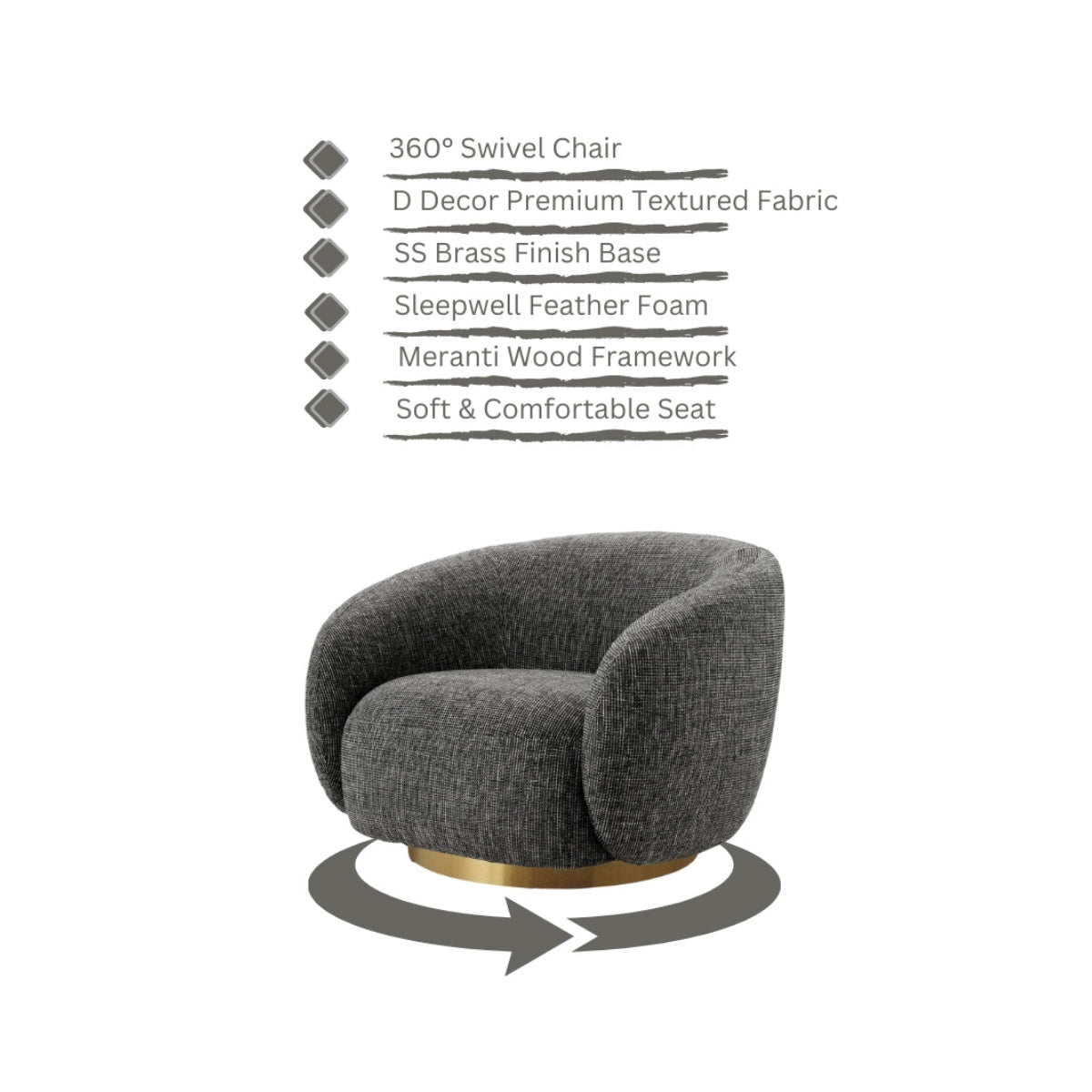 Brok 360° Swivel Living Room Chair