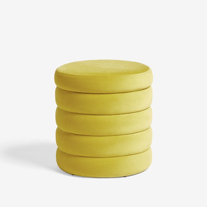 Stella Ribbed Storage Stool - Soft Velvet Chartreuse Yellow