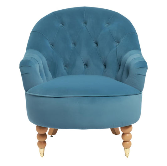 Loriel Ashley Chair Steel Wheels - Velvet Seaspray Blue