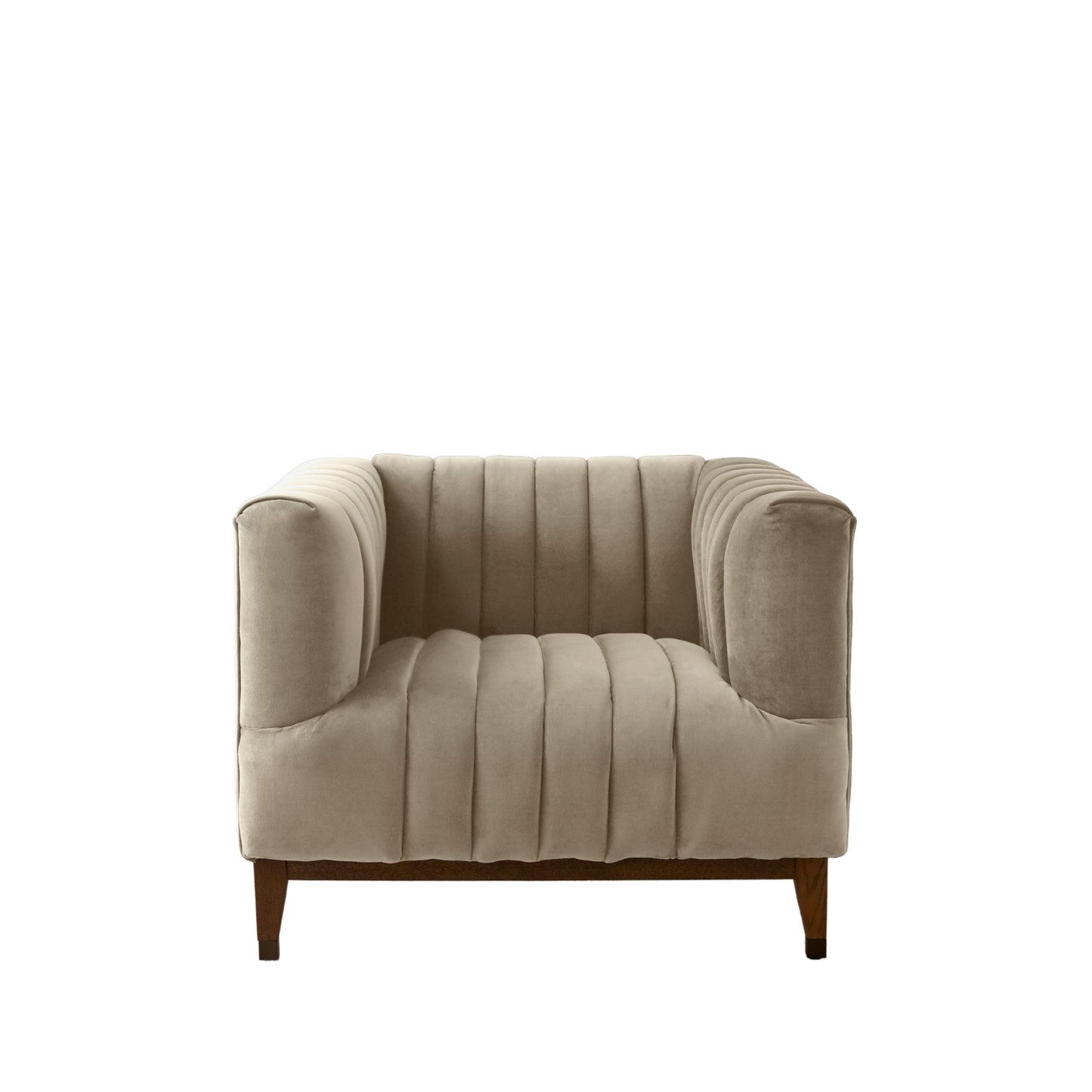Asfor Lounge Arm Chair for Living Room | Bedroom Beige Soft Velvet Fabric Mid Century Modern Design
