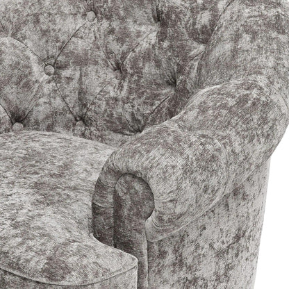 Jesper Chesterfield Buttoned Accent Armchair with Castor Legs - Distressed Valour French Grey