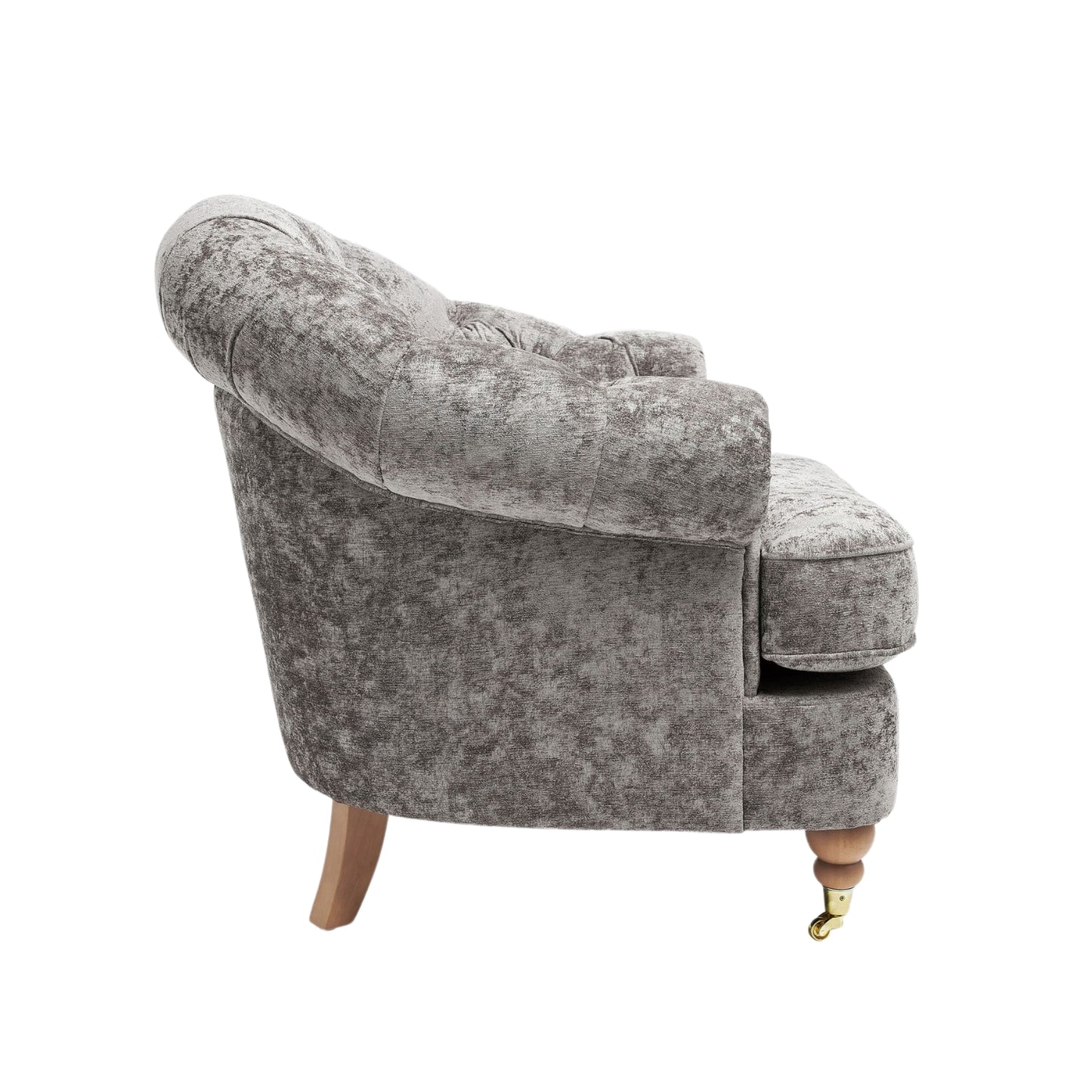 Jesper Chesterfield Buttoned Accent Armchair with Castor Legs - Distressed Valour French Grey