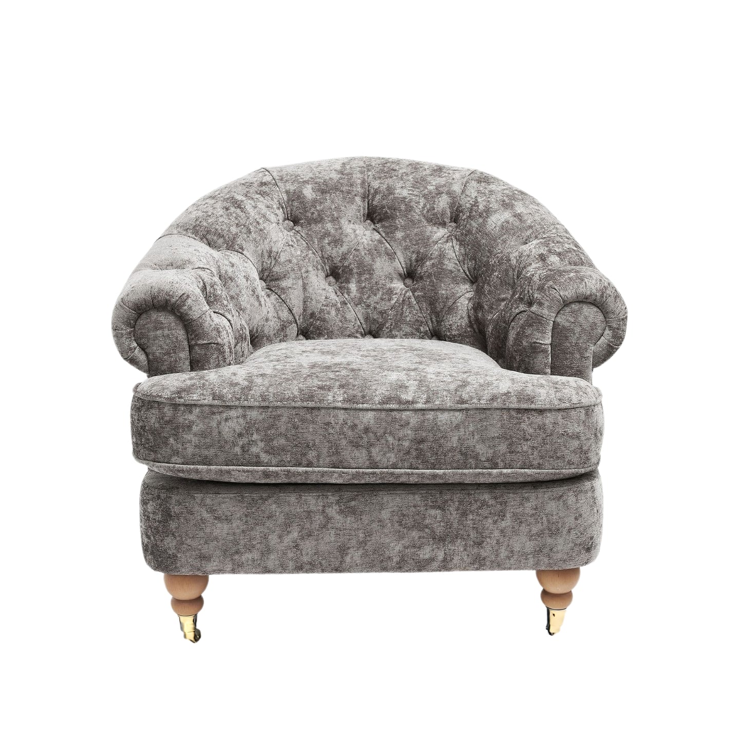 Jesper Chesterfield Buttoned Accent Armchair with Castor Legs - Distressed Valour French Grey