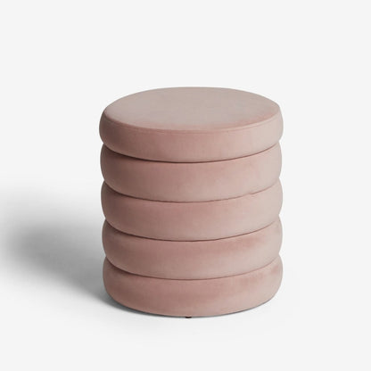 Stella Ribbed Storage Stool - Soft Velvet Blush Pink