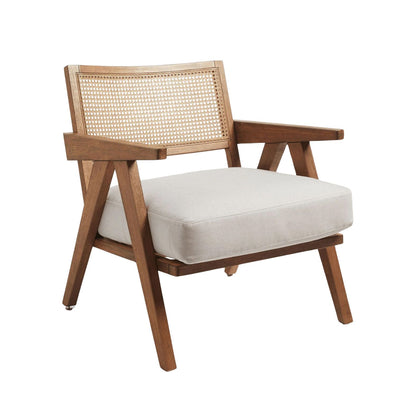 Abel Rattan Accent Arm Chair for Living Room | Bedroom Bronx Matte Finish Modern Cane Chair