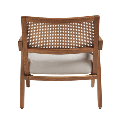 Abel Rattan Accent Arm Chair for Living Room | Bedroom Bronx Matte Finish Modern Cane Chair
