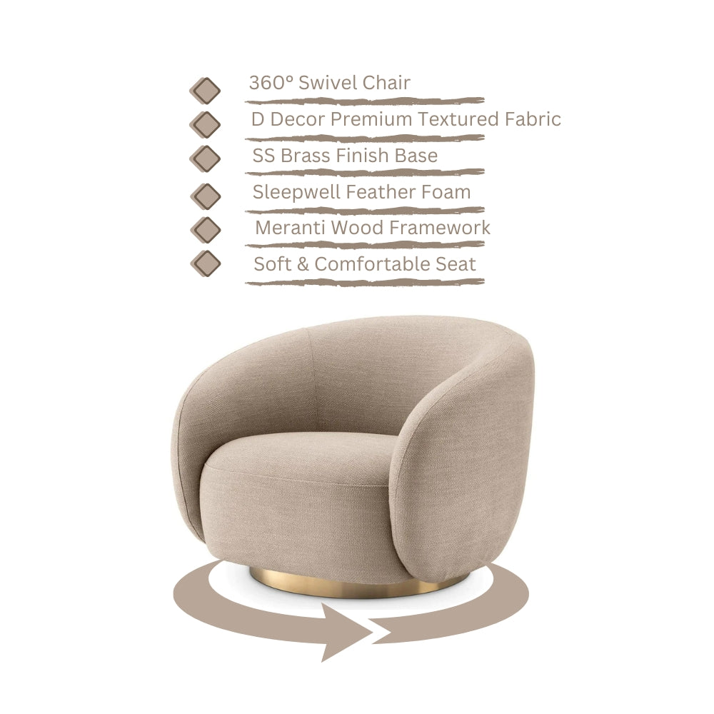 Brok 360° Swivel Living Room Chair - Avalon Sand