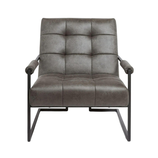 Kim Luxury Stainless Steel Arm Chair - Leatherite Finish