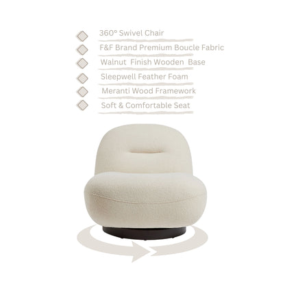 Otis Swivel 360° Lounge Chair - Walnut Finish base