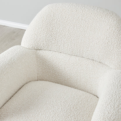 Alfa Lounge Arm Chair for Living Room | Bedroom Cream Boucle Fabric Mid Century Design