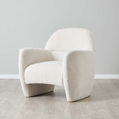 Alfa Lounge Arm Chair for Living Room | Bedroom Cream Boucle Fabric Mid Century Design