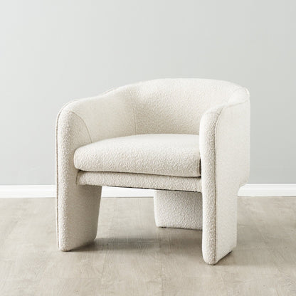 Asther Lounge Arm Chair for Living Room | Bedroom Cream Boucle Fabric Mid Century Modern Design