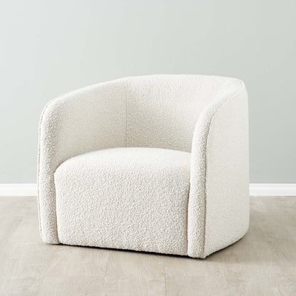 Andy Lounge Arm Chair for Living Room | Bedroom Cream Boucle Fabric Mid Century Modern Design